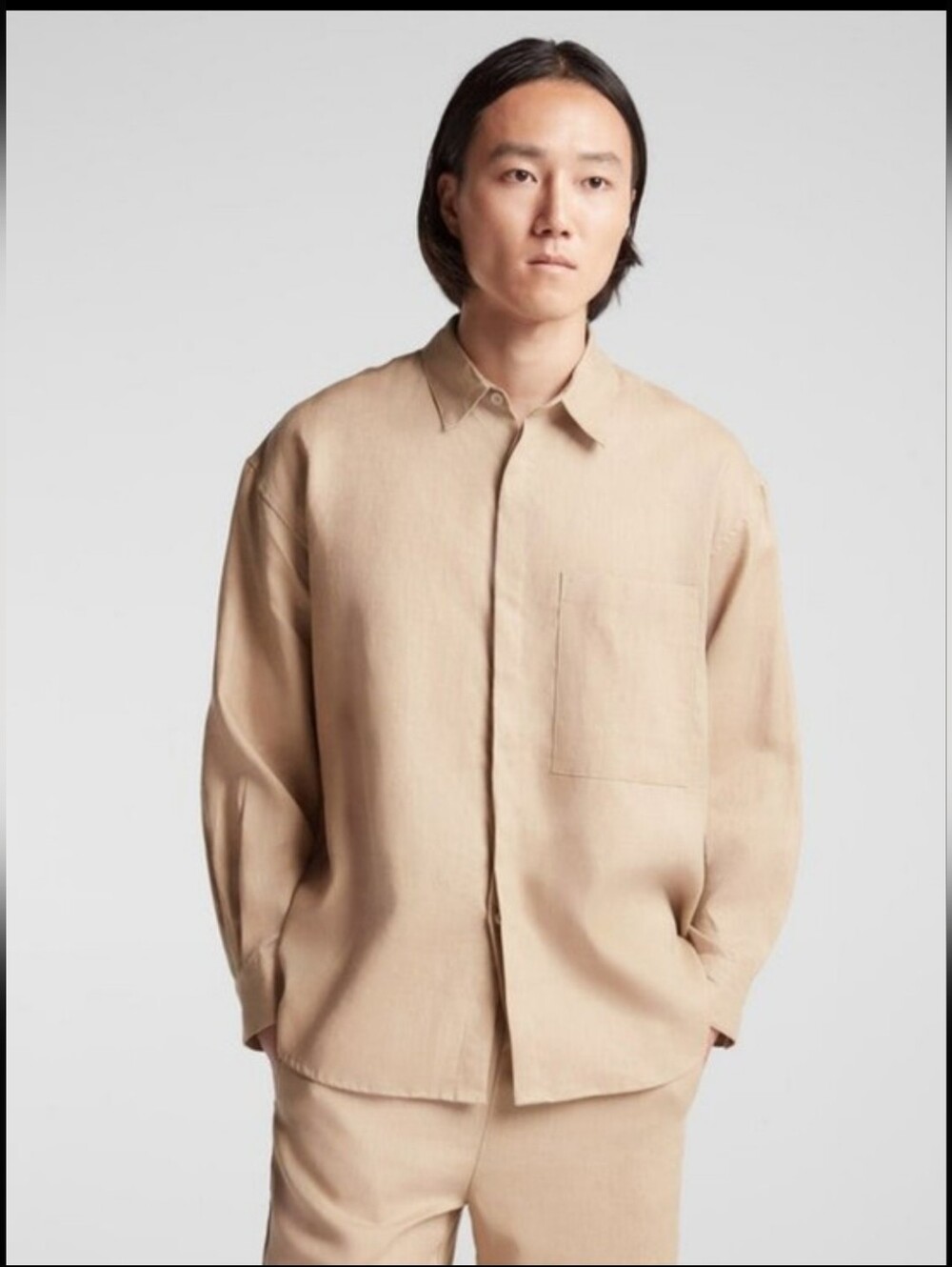 Monos Algarve Unisex Linen Oversized Pocket Shirt Cliff Stone Camel 4 / 2xl 3xl
